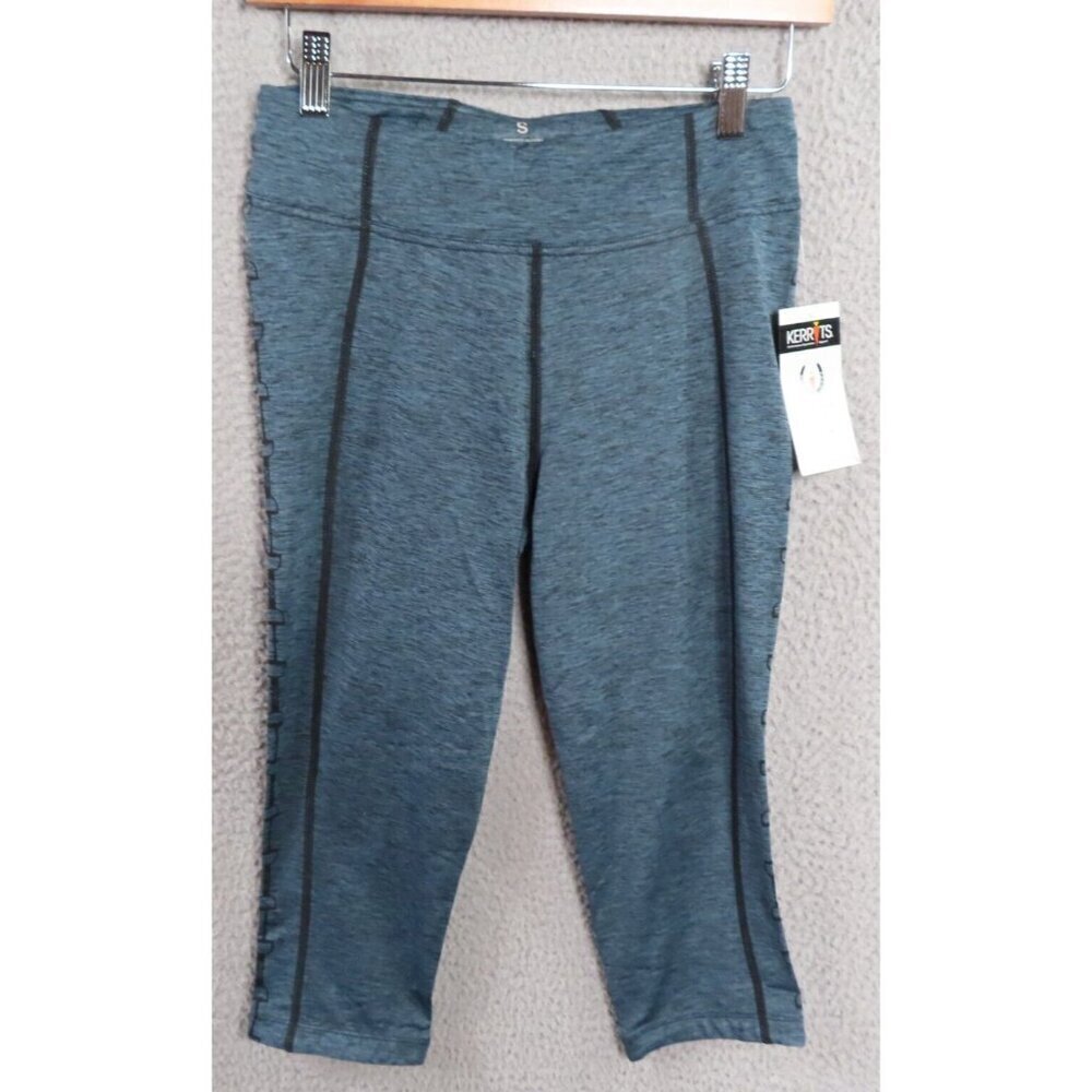 Kerrits Leggings Small Groundwork Capri Stretch Jade Blue Equestrian Pull On NEW